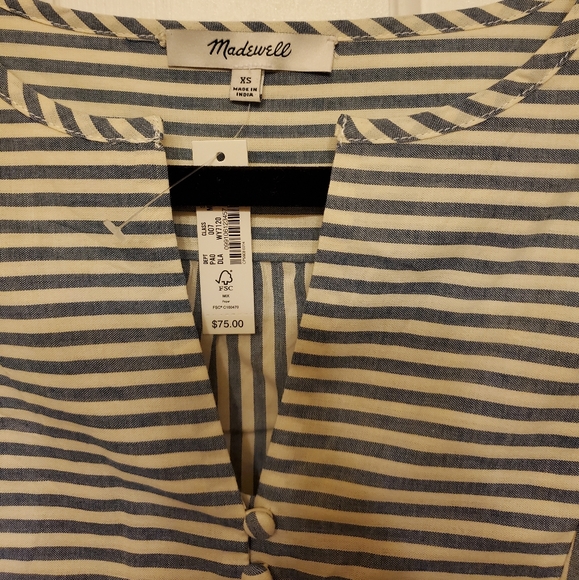 NWT Madewell Courtyard Stripe Flutter Sleeve Top - Picture 3 of 4